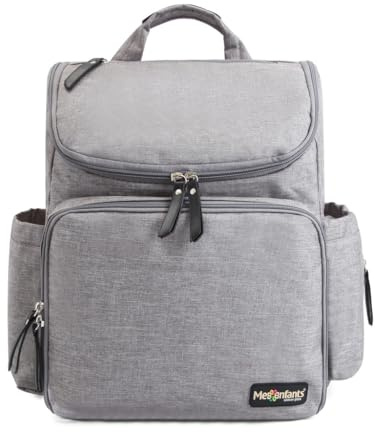 Mochila cambiadora, mochila grande para pañales, bolsa multifunción para bebé con cambiador portátil, soporte para chupete y correas para cochecito, para mamá y papá, gris, M