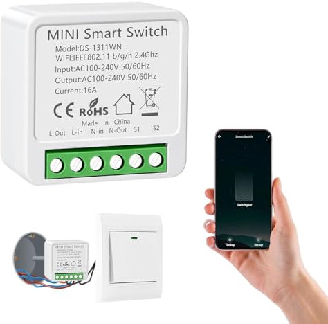 Interrupteur WIFI 2.4GHz Smart WiFi Switch Interrupteur Connecté Compatible avec Alexa/Tuya Smart Life Montage Encastré Dans le Socle Interrupteu Intelligent Voice Control with Alexa/Google Assistant