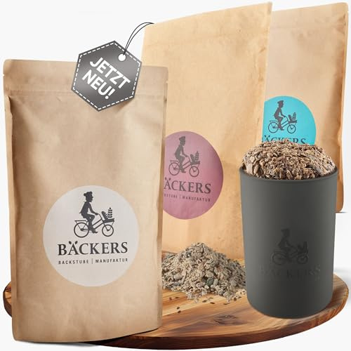 BÄCKERS® Brotback-Starterset, 3 Brotbackmischungen mit einzigartiger Silikon-Backform (Made in Germany) | Einfach leckeres Brot backen - ohne Zusatzstoffe & immer frisch