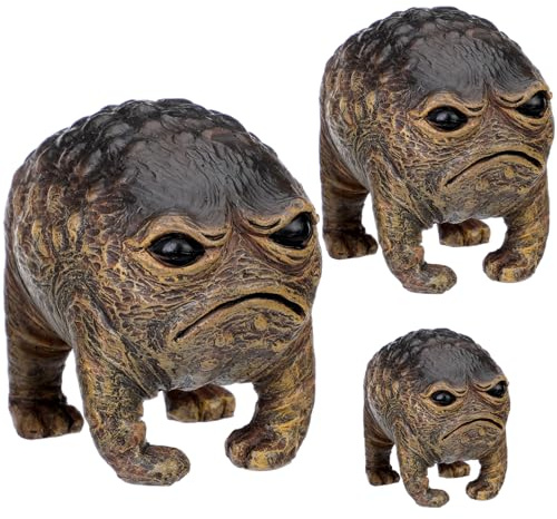 Fiwochic 3 Pcs Weird Ugly Funny Frog Obese Toad Statues Garden Accessories Quirky Outdoor Accents Decorative Statue Novelty Home Office Sculpture Gift