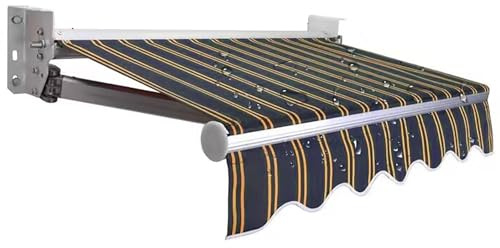 Tenda da sole retrattile per patio, 200 x 150 cm, parasole da parete con protezione UV, impermeabile, braccio articolato, angolo regolabile e manovella, per uso esterno e balcone