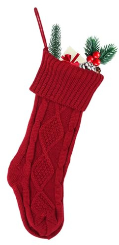 RXXR Calze di Natale rosse a maglia intrecciata, 45,7 cm, decorazione per albero di Natale, calze di Natale, sacchetto regalo per familiari, amici, vacanze, decorazioni per feste di Natale