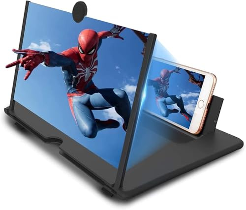 16 Zoll Handy vergrößerungs Bildschirm, Bildschirmlupe Handy Lupe für Smartphone, 3D HD Anti-Blaues, Faltbarer Ständer für Bildschirmlupen, Kompatibel mit Allen Smartphone (16 Zoll)