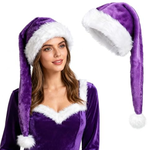 TAGVO Gorro Navideño para Adultos, Cálido Gorro de Navidad, Sombrero Santa Claus Invierno Gorros Largos de Navidad para Fiesta Festiva de Año Nuevo 55-57CM