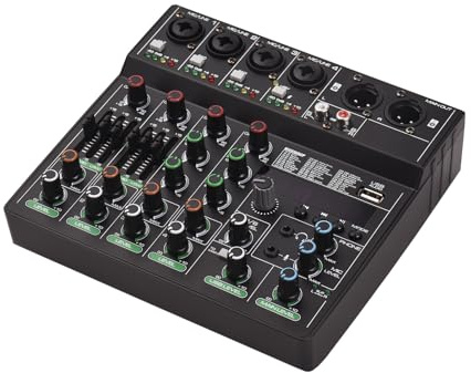 Generic Mångsidig 6-kanals DJ-mixerkonsol med 256 Effekter BT USB-inspelningsingång för Karaoke Onlinestreaming
