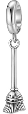 ZUOHUI Dije de escoba mágica de plata de ley S925 oxidada, joyería DIY for mujer, compatible con pulseras Pandora, regalo for esposa, Navidad, cumpleaños.