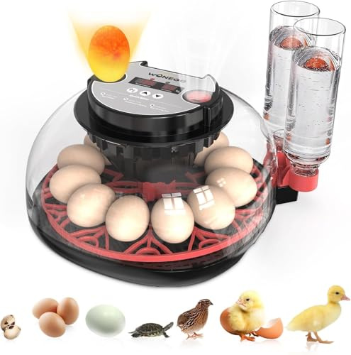 Incubator for Hatching Eggs-Eggs Capacity, Auto Egg Turner & New Auto Precision Humidity Control System, 360° Clear Viewing for Chicken, Duck and Quail (Black)