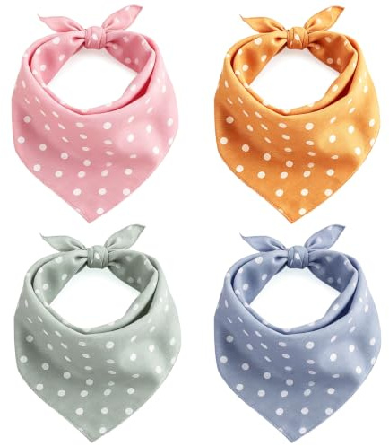 FIUTEKO 4 stycken hundhalsduk med prickar, mjuk hundbandana av bomullsblandning, andningsaktiv halsduk hund för små medelstora och stora hundar, tvättbar hundbandana set