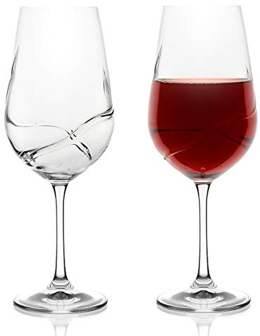 Bar Amigos - Juego de 2 copas de vino de cristal de cristal para turbulencia, diseño especial en forma para una mejor ventilación, 550 ml, 19,3 onzas, color burdeos