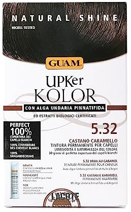 Guam, Upker KOLOR, Natürliche permanente Haarfarbe mit Undaria-Meeresalge und Bio-Extrakten, Ammoniakfreie Farbe, Made in Italy, Farbton 5.32 KARAMELL