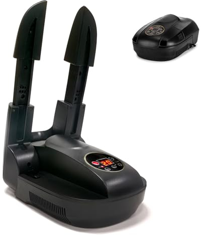 Sterilizzatore elettrico Asciuga-scarpe stivali e ozono deodorante scarpe | + asciugacapelli con funzione di controllo e timer digitale (Model g-s6629b), Black