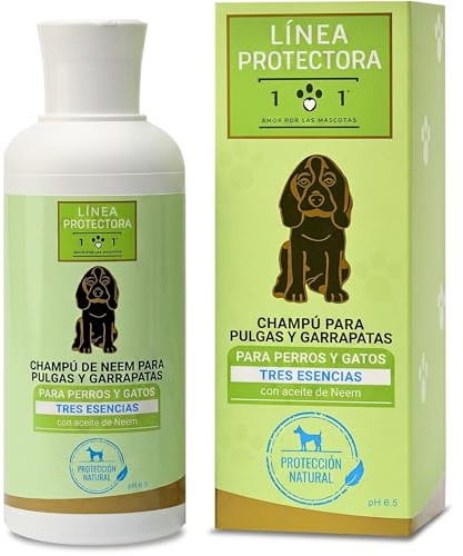 Champú Antiparasitario Perros y Gatos 250ml, Champú Aceite de Neem, Repelente Garrapatas Perros, Antigarrapatas, con Extractos de Clavo y Geranio, Champú Perro Linea 101 Made in Italy