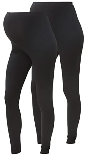 Mamalicious NOS Mllea Org Long Legging 2pack A. O. Noos, Leggings Premaman Donna, Nero (Black Pack: Black), 40 (Taglia Produttore: X-Small)