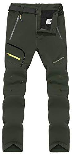 Naudamp Pantalones de Senderismo Forrados con Forro Polar de Invierno Softshell para Mujer Pantalones para Caminar Ligeros de Secado rápido al Aire Libre