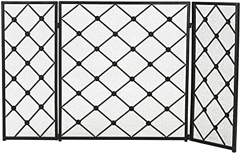 FLBT Kaminschutzgitter schwarz mit 3-Panel-Netz, Baby-Kind-Sicherheits-Feuerschutzgitter für Funken-Flammenschutz, hoch 30,7 Zoll x breit 49,2 Zoll Needed