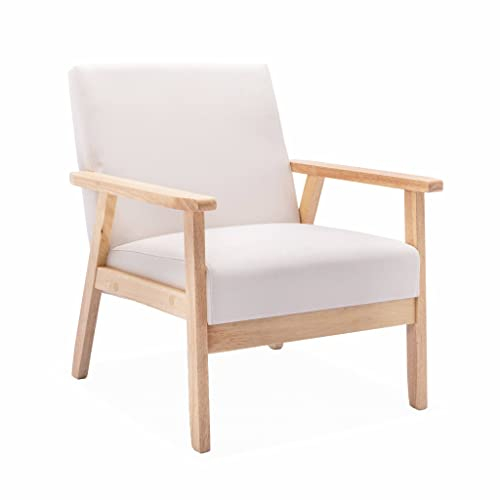Alice's Home - Skandinavischer Sessel aus Holz und Stoff, Creme, Isak, B 64 x T 69,5 x H 73cm
