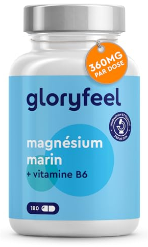 Magnesio Marino Puro, Eletto PRODOTTO DELL'ANNO 2025, Magnesio360mg con Vitamina B6, Integratore Cloruro di Magnesio contro Stanchezza e più Energia*, 180 Capsule, Senza Additivi, 100% Vegan