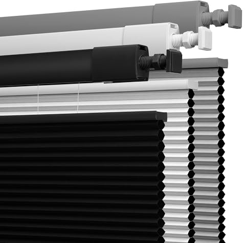 Boolegon No Drill No Tools Cellular Shades Top Down Bottom Up Honeycomb Blinds Blackout Cordless Window Blinds Easy to Install Cellular Shade for Windows,Blackout-Black,Custom Size