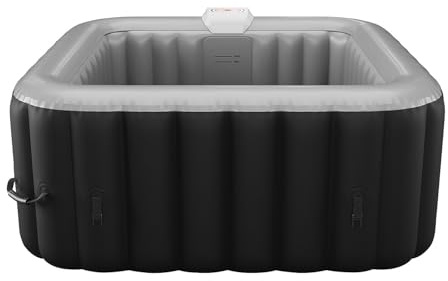 Vente-unique-Aufblasbarer für 4 Personen - quadratisch - 154 x 154 x 65 cm - 120 Wasserdüsen - Schwarz & Grau - B-Cosy II