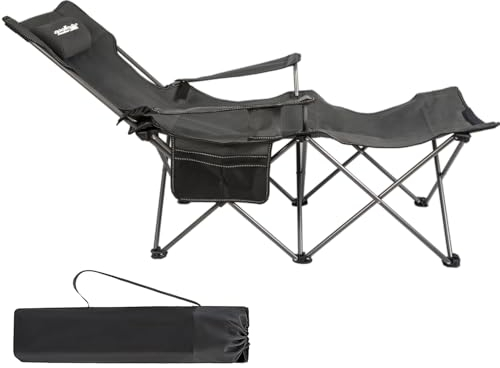 apollo walker Campingstuhl Faltbar - 6 Unterstützungspunkt Strandstuhl mit Beinauflage, Einstellbar 90° - 130° Liegestuhl Outdoor, mit Abnehmbarem Kissen & Tragetasche, Klappbar Leicht Campingstühle