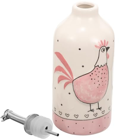 TOPBATHY Bouteille D'Huile En CéRamique Rose Avec Motif De Poule - Distributeur D'Huile Et Vinaigre Pour Cuisine - IdéAl Pour Stockage Et DéCoration - Cadeau Parfait Pour PâQues