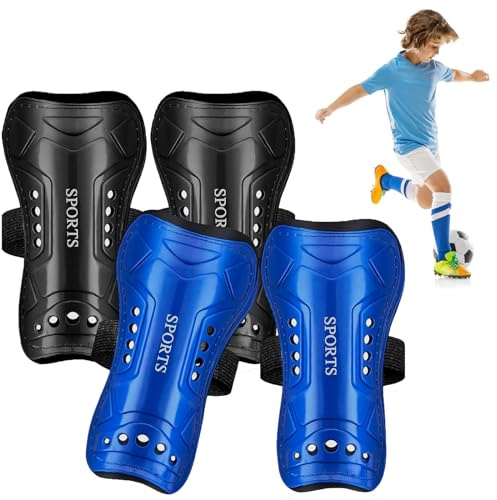 2 Pares Espinilleras de Fútbol para Niños, Niñas, Jóvenes y Adultos - Protector de Espinillas para Juventud (M)
