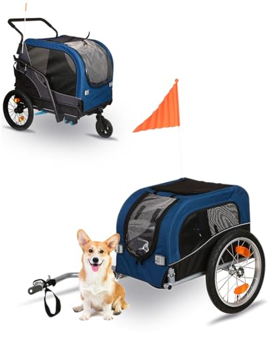Hoclauho Hunde-Fahrradanhänger, Haustieranhänger und Kinderwagen, 20/30/40kg Kapazität, Komfortabel und Robust für Outdoor-Aktivitäten (S)