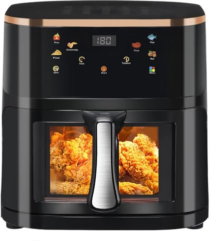 Oyajia 9L Air Fryer with Visual Window, 6-In-1 Cooking Presets, Smart Touch Screen, Timer Function, Dishwasher-Safe, Healthy Oil Free & Low Fat Cooking.