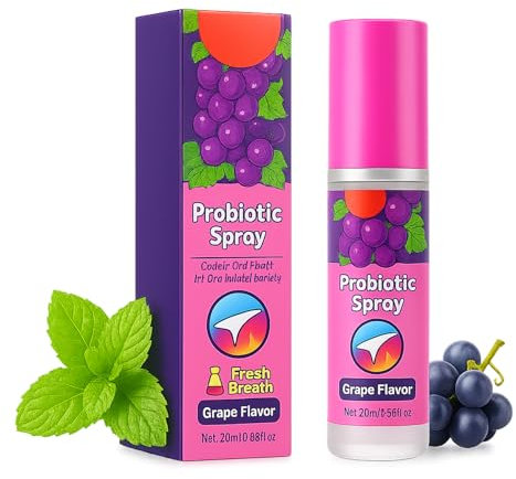 Spray Bucco-dentaire Parfum Raisin 20ml - Éliminateur de Mauvaise Haleine, Fraîcheur Instantanée & Portable pour Soin Buccal