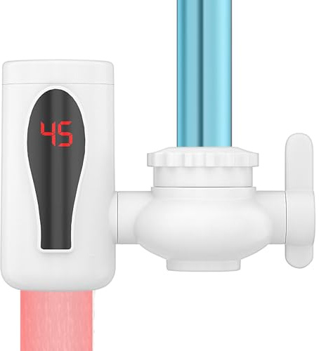 Fyrdyn Grifo De Agua Caliente Instantánea - Calentador de Agua Instantáneo sin Tanque - Dos Modos Giratorio Pantalla LED Digital Para Sala De Descanso Cocina Baño Pequeños Apartamentos Camping