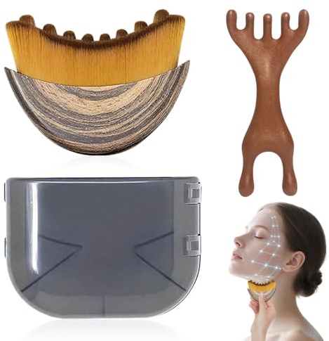 LYPPUL 2 PCS Spazzola per Contorno Linfatico, Massaggiatore Linfatico per Viso con 1 Pettine da Massaggio, Pennello per Contorno Linfatico,Si Adatta Alla Pelle con Precisione e Allevia la Stanchezza
