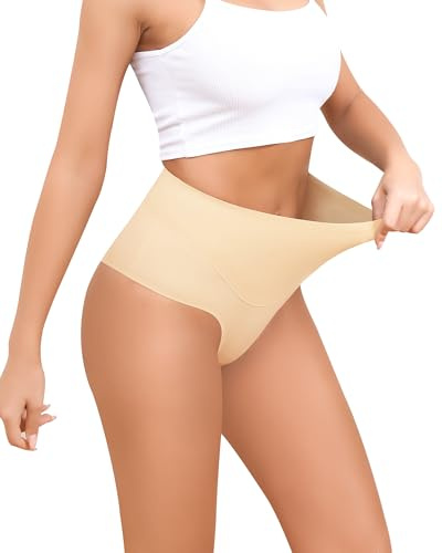 Levao Culotte Gainante Femme Ventre Plat String Gainant Gaine Sculptante Taille Haute Minceur sans Couture Amincissante Invisible Shaper Shapewear Tanga