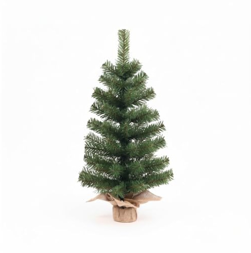 DAYRON - Mini Árbol de Navidad Artificial Verde de 60 cm con 60 Ramas Frondosas y Base de Yute Natural, Ideal para Mesas y Espacios Pequeños