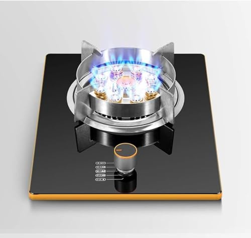 Fornello a Gas da Piano di Lavoro/Incorporato con Fuoco Singolo, Bruciatore con Bordo a Nove cavità da 7,0 kW con Controllo della Temperatura e Cerchi in Acciaio Inossidabile(Silver,LPG)