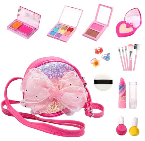 Leksaks Smink Kit 26-delars Realistiskt Tvättbart Rollspelsmink För | Fjärimåkeup Skönhetssalong Spelset med Tillbehör Jul Födelsedag Kosspel Underhållning Barn
