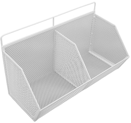 Xiuganpo Cestino da Cucina Adesivo da Appendere, a Lunga Durata, in Filo Metallico, per Riporre gli Alimenti, Dispensa, Cucina, Camera da Letto, Studio per Frutta, Articoli da Toeletta, Libri, (WHITE)