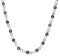 Valero Pearls Damen Perlenhalskette Süßwasser-Zuchtperlen 7-8 mm Potato weiß/silber/blau 925 Sterling Silber - Perlenkette geknotet Multicolor