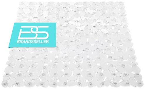 BRANDSSELLER Duschbadkar inlägg stendesign halkfria sugkoppar transparent 53 x 53 cm