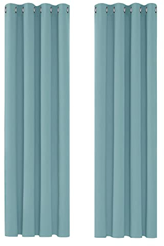 Deconovo Verdunkelungsgardinen mit Kälteschutz Kinderzimmer Verdunkelungsvorhang Blickdicht, 138x132cm(HöhexBreite), Himmelblau, 2er Set