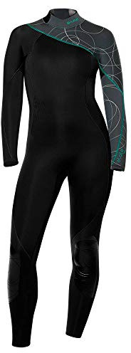 BARE 3/2MM Women's Elate Full Wetsuit | Comfortable high Stretch Neoprene Material | Long Sleeve | Great for All Watersports, Scuba Diving and Snorkeling | Grey 08