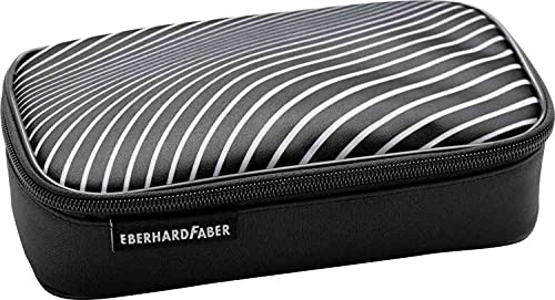 Eberhard Faber Jumbo-Federmäppchen mit 12 Stiftschlaufen, Winkelmesser-Fach und Reißverschlusstasche, Schwarz-Weißes Muster, 21,5 x 6 x 10,5 cm, Polyester