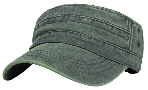 Jarseila Gorra Militar de Algodón Hombre Mujer Gorra Cadete Gorra de Béisbol Unisex Vintage Sombrero Sports Verde