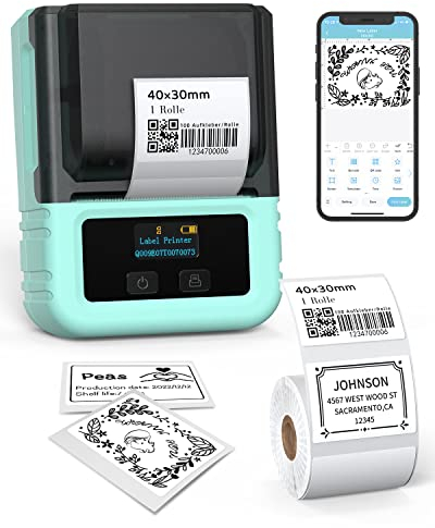 Phomemo M120 Etikettendrucker Maschine, Bluetooth Barcode Etikettendrucker Größe 20-50mm, Unterstützung mit Phones&PC, Etikettenhersteller für Zuhause, Einzelhandel, Büro, Kleinunternehmen, Grün