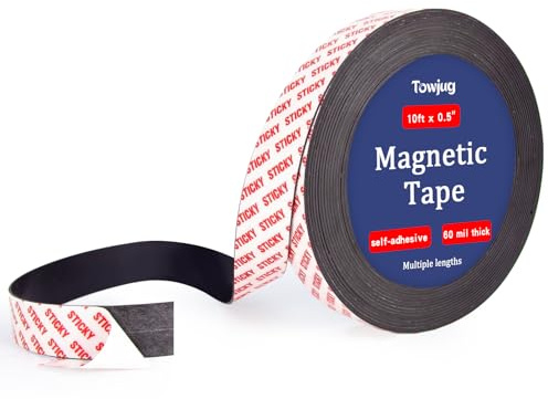 Dragkannan magnetisk bandremsa rulle med 3 m självhäftande baksida, flexibel klibbig magnettejp för hantverk, gör-det-själv-projekt, whiteboards och kylorganisering, (1,3 cm bred x 0,2 cm tjock x 30