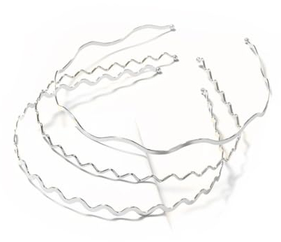3 Stück Metall Haarband,Damen Welle Haarreifen Haarreif Stirnband,Rutschfestes Stirnbänder Kopfbedeckung Kopfschmuck Haarschmuck für Tägliches Tragen Outdoor Sports Yoga,Gemischtes Silber