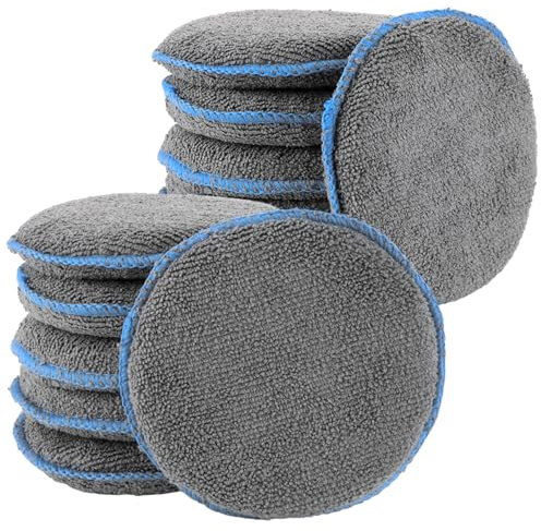 YAYODS 12 Stück Mikrofaser Auto Polierschwamm 125mm - Handpolierschwamm Wax Applikator Polierpad - Mikrofaser Waschschwamm Reinigungspad für das gleichförmige Auftragen, Wachs, Pflegemittel, küche