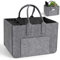 Haiane Filztaschen Shopper aus 4mm Filz – Tragekorb mit Griffen – Filztasche mit Fächern für Strand, Auto, Picknick, Robuster Tragekorb als Einkaufswagentasche, Mutti Korb (Grau & Dunkelgrau)