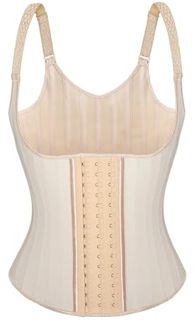 TXLEAPEY Viktminskningsbystkorsett 25 Latex underbröstkorsett med stålben, modelleringsbälte, modelleringsbälte, modelleringsbälte (beige, S)