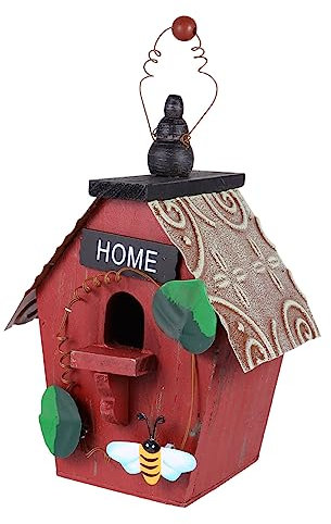 ibasenice Nichoir De Jardin en Suspendu Maison d'oiseaux Décorative Rouge Ornements Extérieurs Décoration De Jardin Amoureux des Oiseaux Garçon Et Filles Adultes