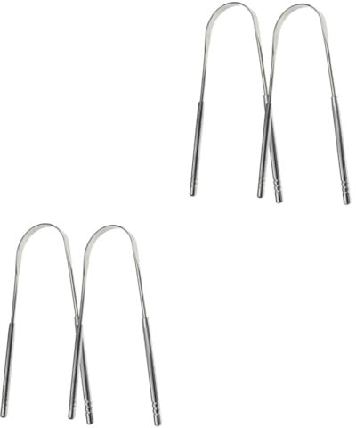 PACKOVE 2 Set Raschietto Lingua Acciaio Inossidabile Puliscilingua Portatile Per Adulto E Strumenti Per La Orale Rimuove E Residui Facile Usare 2 Pezzi * 2